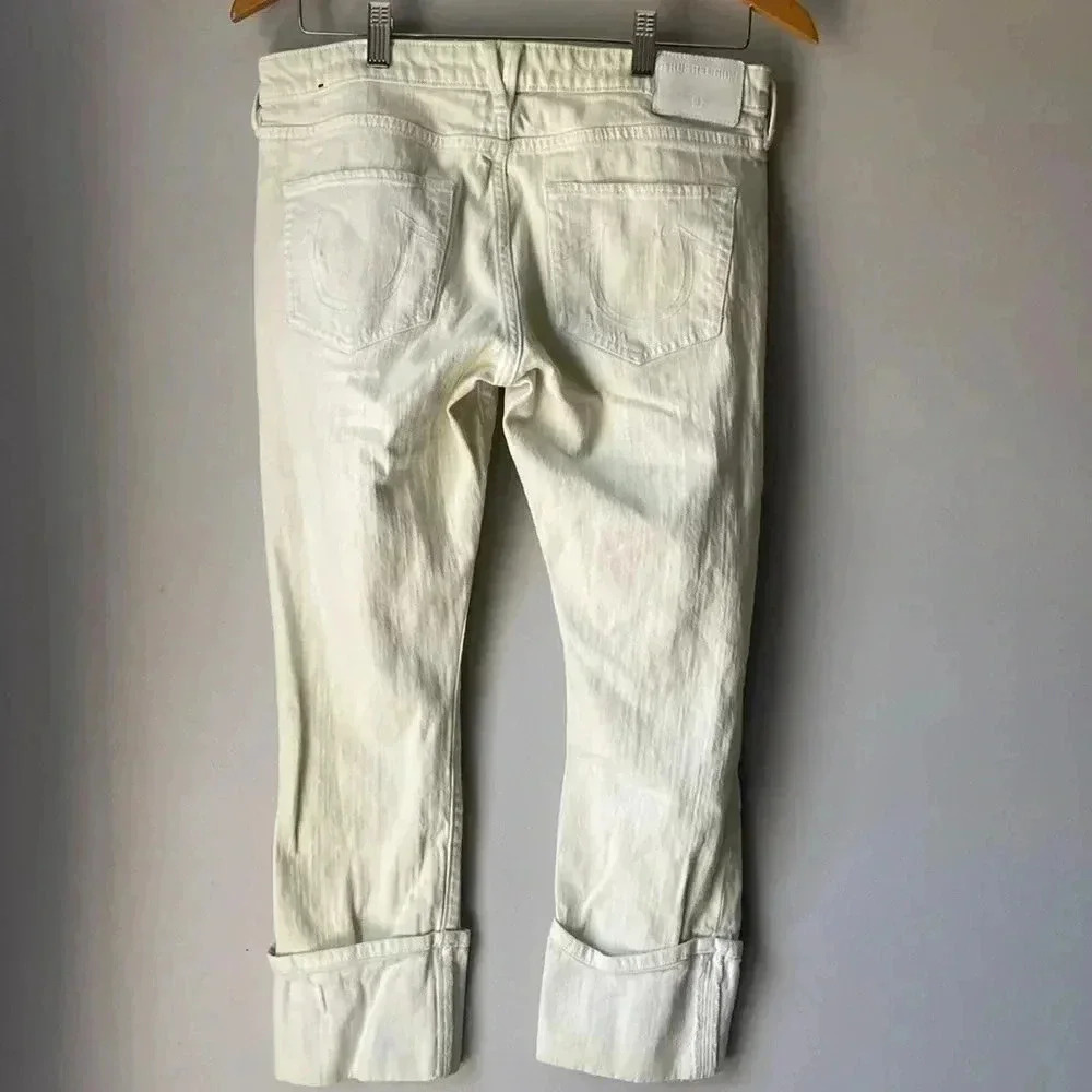 True Religion Y2K LIV low rise distressed capri denim size 28